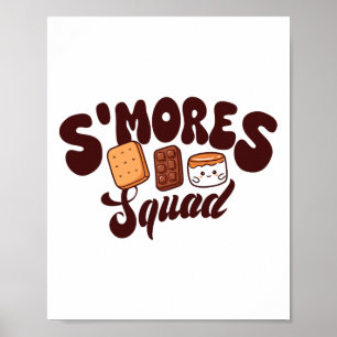 Poster Equipe de S'mores Acampamento Fogueira Chocolate M