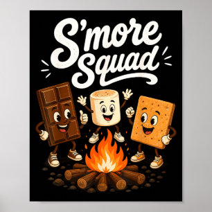 Poster Equipe de S'mores divertido marshmallow fogueira