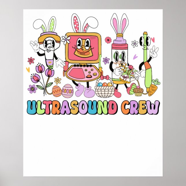 Poster equipe de ultrassom, retrô, vintage (Frente)