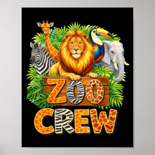 Poster Equipe do Zoológico Safari Vida Selvagem Animal Cu