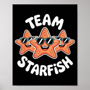 Poster Equipe Estrela do Mar Óculos de Sol Legais Cartoon