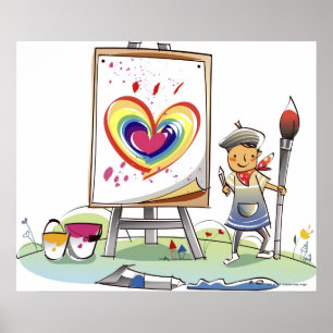 Pôster Equipe guardarar um pincel e uma posição por uma