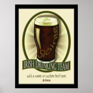 Poster Equipe irlandesa do bebendo personalizada