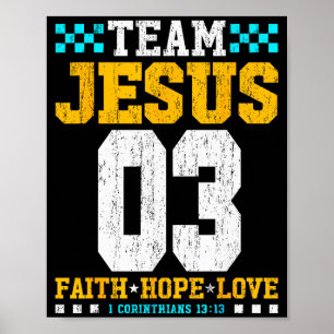 Poster Equipe Jesus 03 Fé Esperança Amor Bíblia Cristã Ve