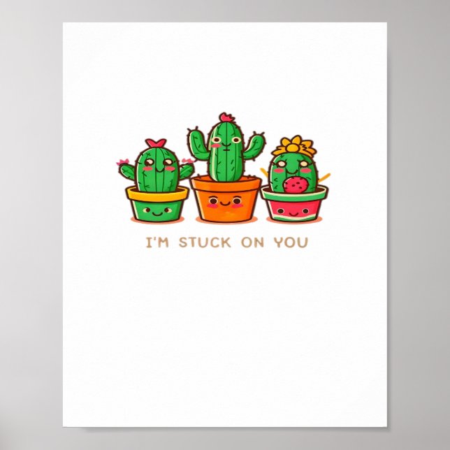 Poster Equipe Kawaii Cacti Estou Preso Em Você Design Div (Frente)