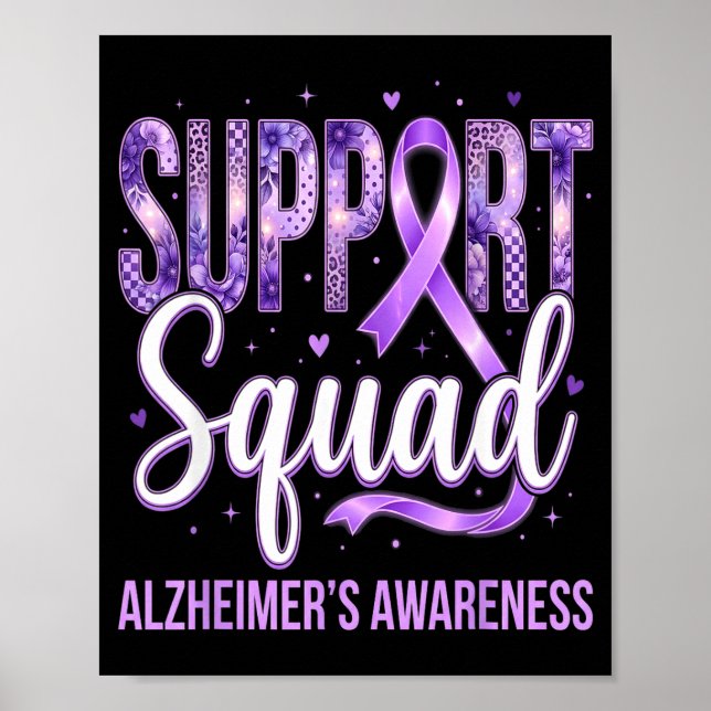 Poster Equipe laço roxo esquadrão de apoio alzheimer (Frente)