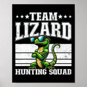 Poster Equipe Lizard Caçando Esquadrão Funny Retro Gecko