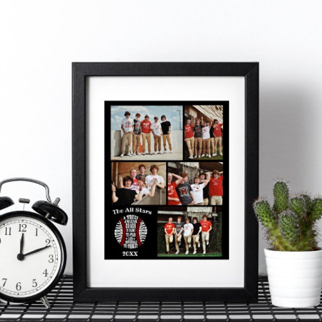 Poster Equipe nº do nome da colagem de fotos de baseball  (Criador carregado)