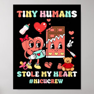 Poster Equipe Nicu Chocolate Heart Enfermeira de Uti Neon