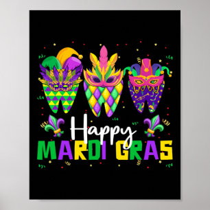 Poster Equipe Odontológica Feliz Mardi Gras Dentista Dent
