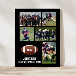 Poster Equipe Personalizada de Colagem de Fotografias de<br><div class="desc">Este poster de futebol personalizado apresenta as suas 5 fotos, o nome do jogador de futebol, o número de camisa e o nome do time. Personalize com fotos de ação, fotos de equipe etc. Altere facilmente a cor de fundo para corresponder às cores da sua equipe - basta clicar em...</div>