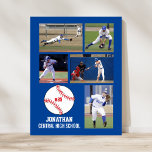 Poster Equipe personalizada de nome de colagem de fotos d<br><div class="desc">Este poster de baseball personalizado apresenta 5 fotos, o nome do jogador de beisebol, o número de camisa e o nome do time. Personalize com fotos de ação, fotos de equipe etc. Altere facilmente a cor de fundo para corresponder às cores da sua equipe - basta clicar em personalizar/editar e...</div>