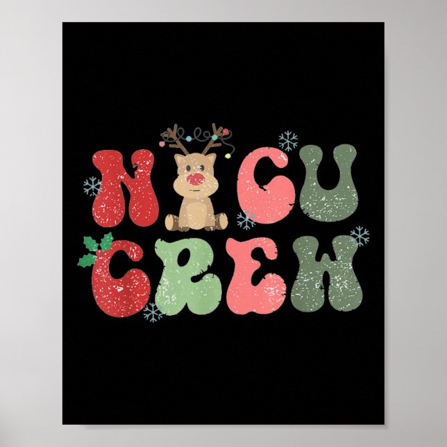 Poster Equipe Retro Nicu Luzes de Natal Rena Neonatal (Frente)