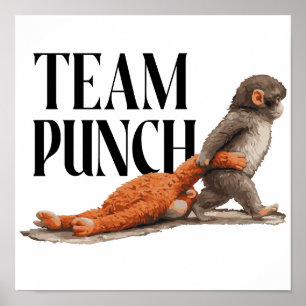 Poster Equipe Soco Bebê Macaco Japonês