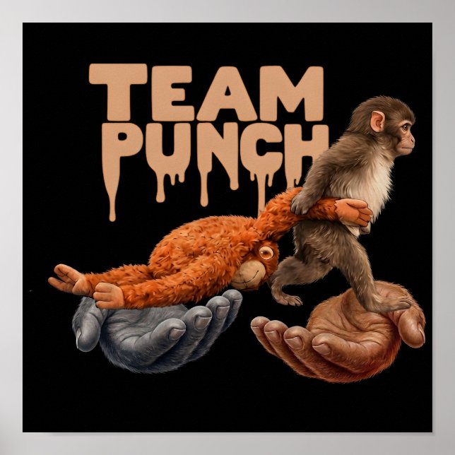Poster Equipe Soco Gotejando Macaco Japonês (Frente)