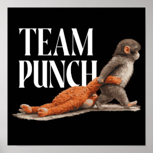 Poster Equipe Soco Macaco Japonês Fofo