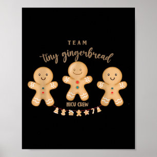 Poster Equipe Tiny Gingerpão NICU Enfermeira de Natal Ho