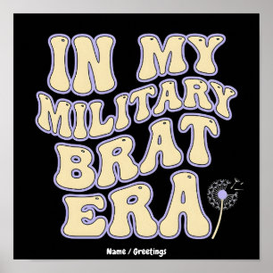 Poster Era Retro Groovy da Criança Militar Dandelion Roxo