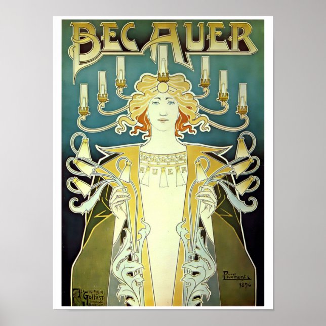 Poster Era Victoriana Art Nouveau Gas Lighting Ad (Frente)