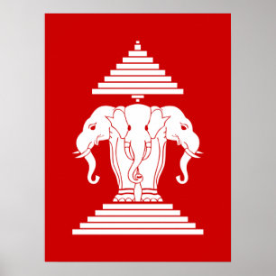 Poster Erawan três dirigiu o Lao do elefante/bandeira de