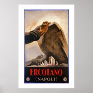 Poster Ercolano Nápoles viagem de arte italiana