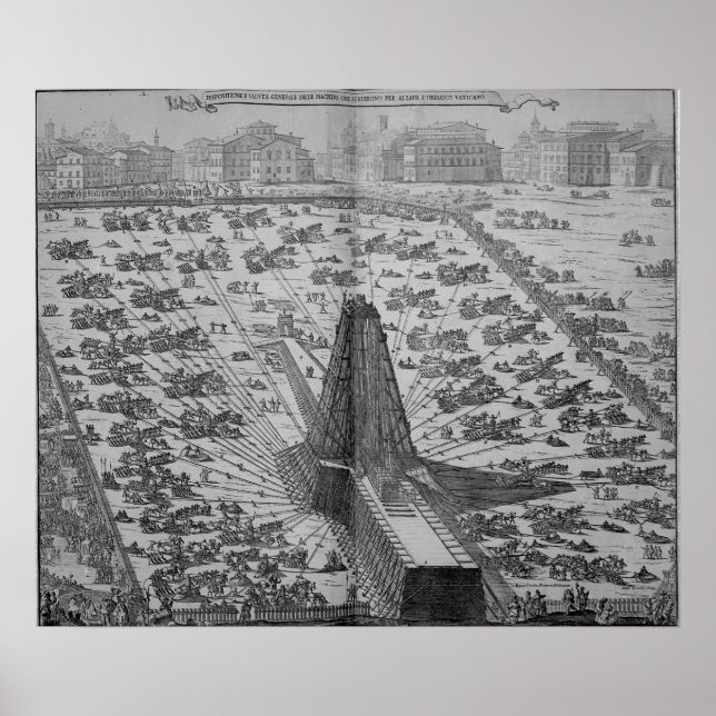 Pôster Erecendo o antigo Obelisco Egípcio (Frente)