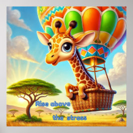 Poster Erga-se Acima do Estresse - Girafa Inspiradora