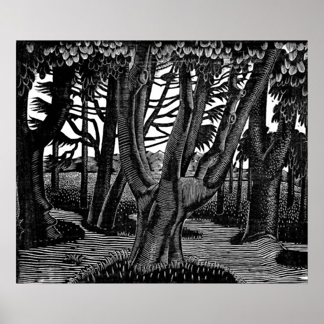 Poster Eric Ravilious art, Woodland Fora de Florença (Frente)
