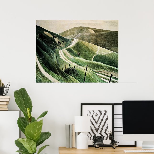 Poster Eric Ravilious - Chalk Paths, (Escritório em casa)