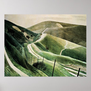 Poster Eric Ravilious - Chalk Paths, famoso trabalho de a