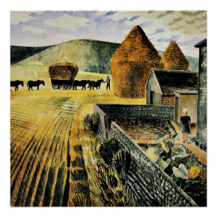 Pôster Eric Ravilious - Furlongs, famosa pintura,