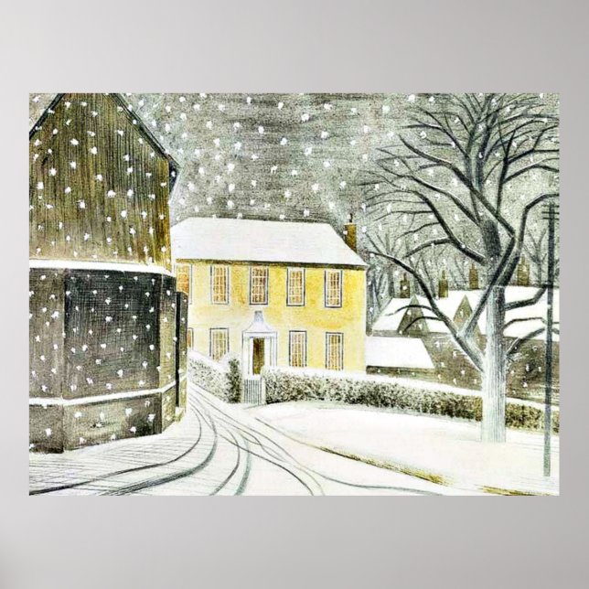 Poster Eric Ravilious - Hallstead Road em Snow, (Frente)