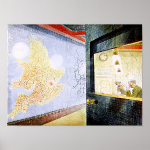 Poster Eric Ravilious trabalho de arte, Mapas de Muro