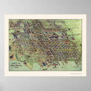 Poster Erie, mapa panorâmico do PA - 1909