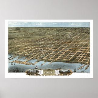 Pôster Erie, PA Panorâmica - 1870