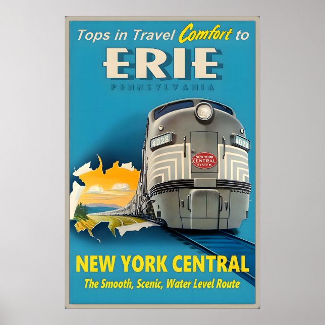 Poster Erie Pennsylvania New York Central Railroad Tops (Frente)