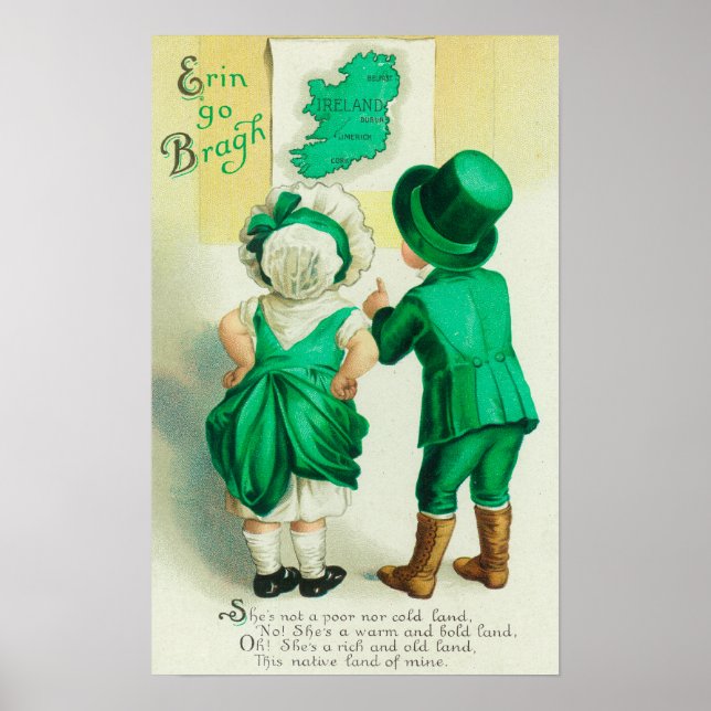 Pôster Erin Go Bragh Casal Olhando para o Mapa da Irlanda (Frente)
