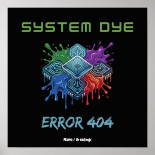 Poster Erro de Cor do Sistema 404 Falha Técnica Gráfico d