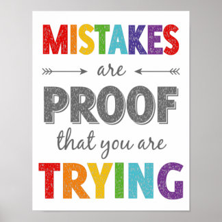 Poster Erros São Prova De Que Você Está Tentando Mindset