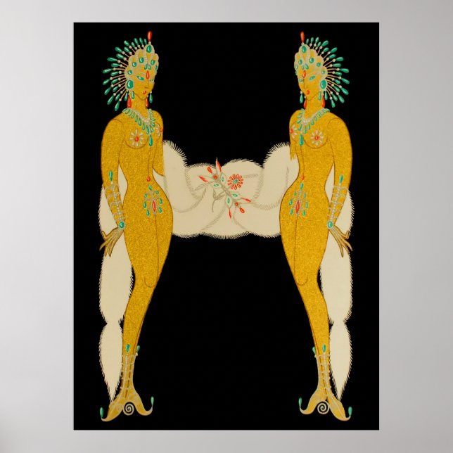 Poster Erté - A letra H do Conjunto Alfabético, 1976 (Frente)