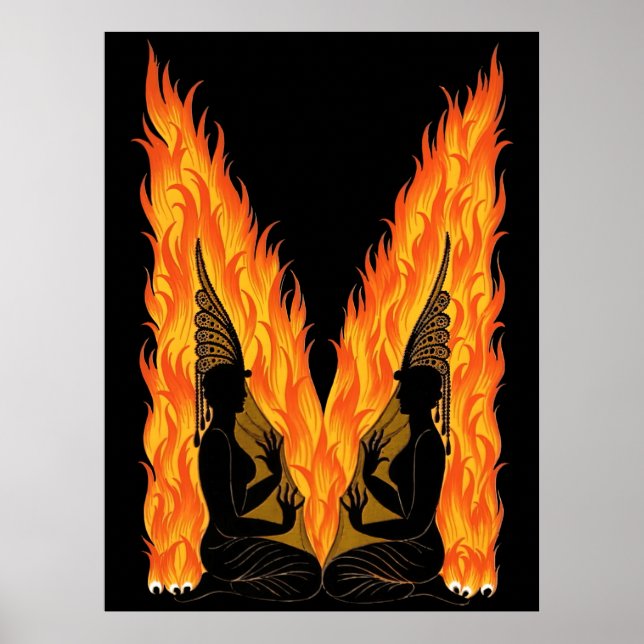 Poster Erté - A letra M do Conjunto Alfabeto, 1976 (Frente)