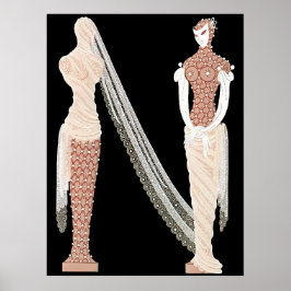 Poster Erté - A letra N do Conjunto Alfabeto, 1976