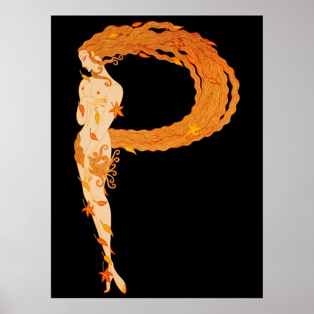 Poster Erté - A letra P do Conjunto Alfabético, 1976 (Frente)