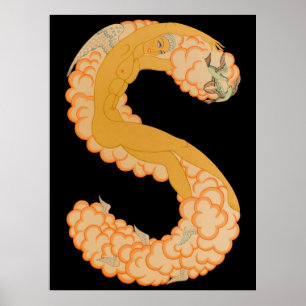 Poster Erté - A letra S do Conjunto Alfabeto, 1976