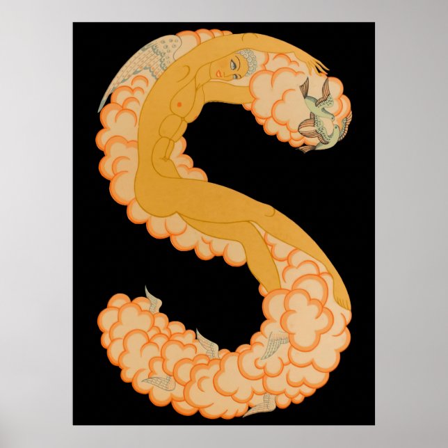 Poster Erté - A letra S do Conjunto Alfabeto, 1976 (Frente)