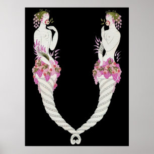 Poster Erté - A letra V do Conjunto Alfabeto, 1976