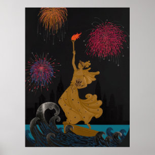 Poster Erté - Estátua da Liberdade (Noite)