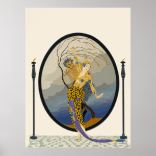 Poster Erté - Mulher e Satyr