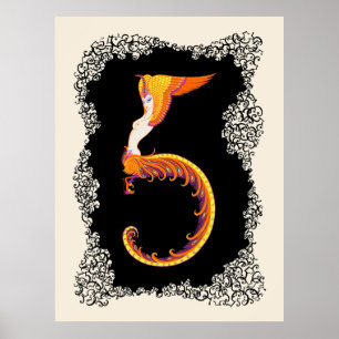 Poster Erté - O Numerals Suite, O Número 5