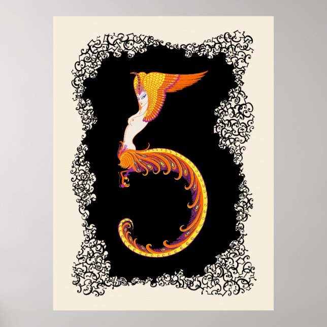 Poster Erté - O Numerals Suite, O Número 5 (Frente)